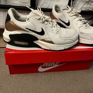 Nike Air Max White and Gold Sneakers